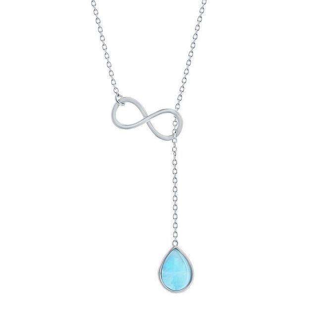 Sterling Silver Larimar Infinity Lariat Necklace, Womens Blue Product Image