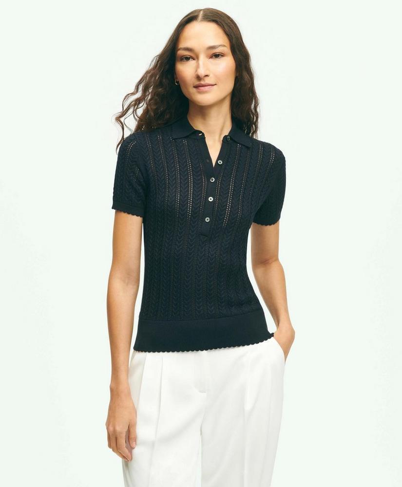 Silk Blend Pointelle Polo Sweater Product Image