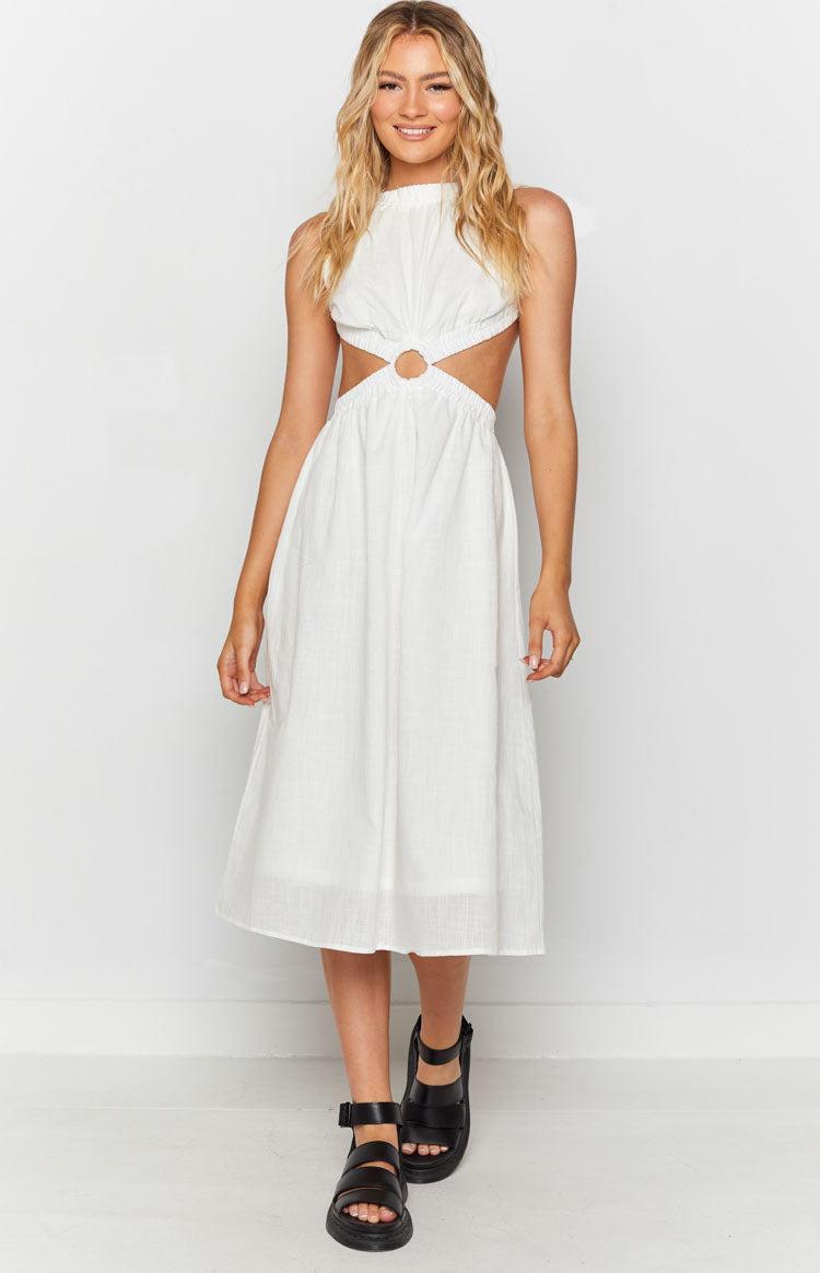 Odessa Backless Midi Dress White Product Image