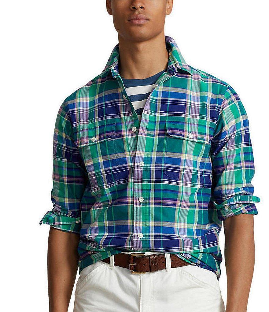 Polo Ralph Lauren Classic Fit Plaid Long Sleeve Oxford Woven Workshirt Product Image