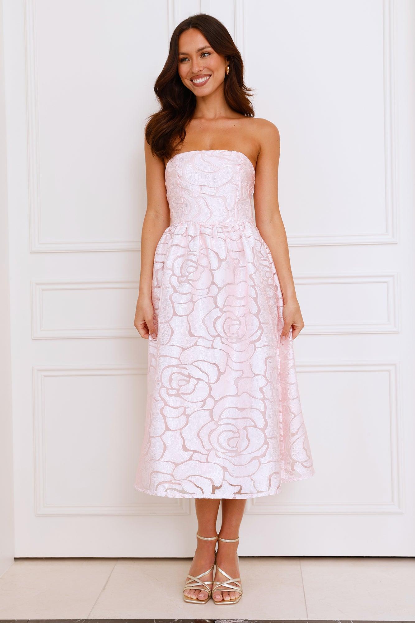 Nora Strapless Midi Dress Pink Product Image