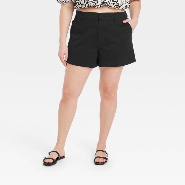 Womens High-Rise Everyday Chino Shorts - A New Day Black 26 Product Image