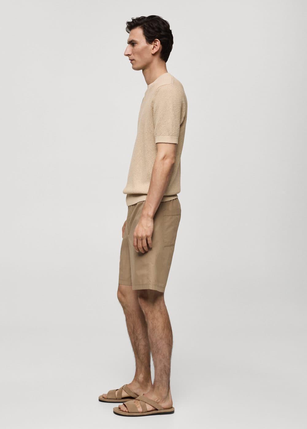 MANGO MAN - Structured cotton knit t-shirt beigeMen Product Image