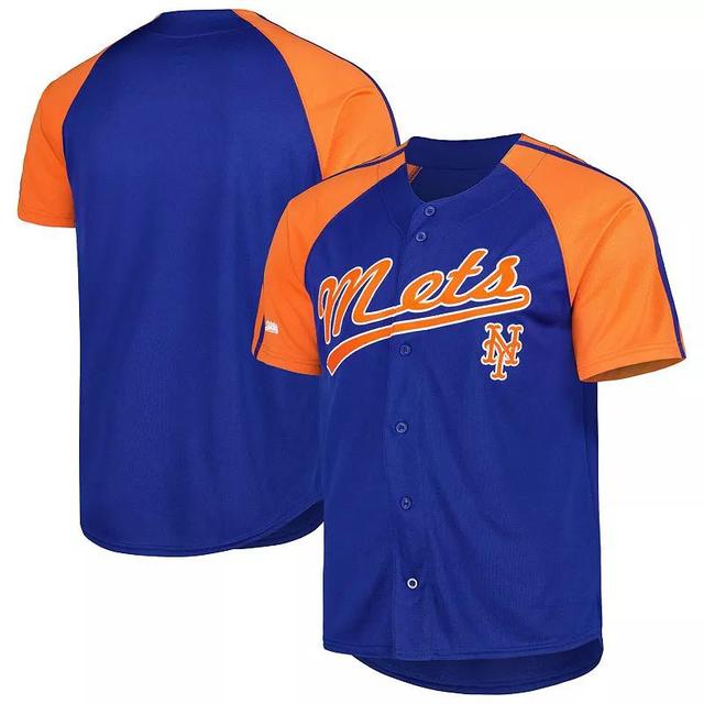 Mens Stitches Royal New York Mets Button-Down Raglan Fashion Jersey Product Image