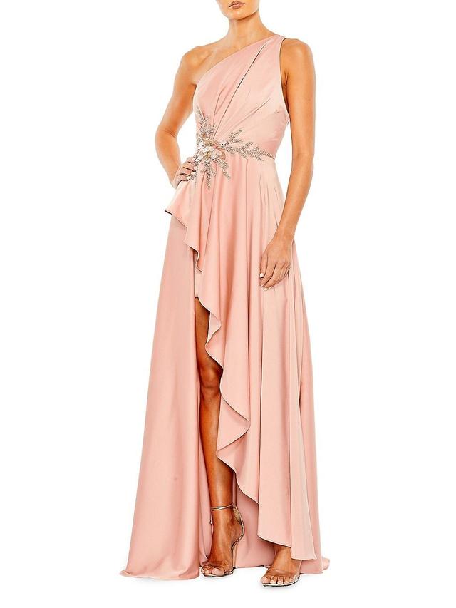 Womens Satin One-Shoulder Gown Product Image