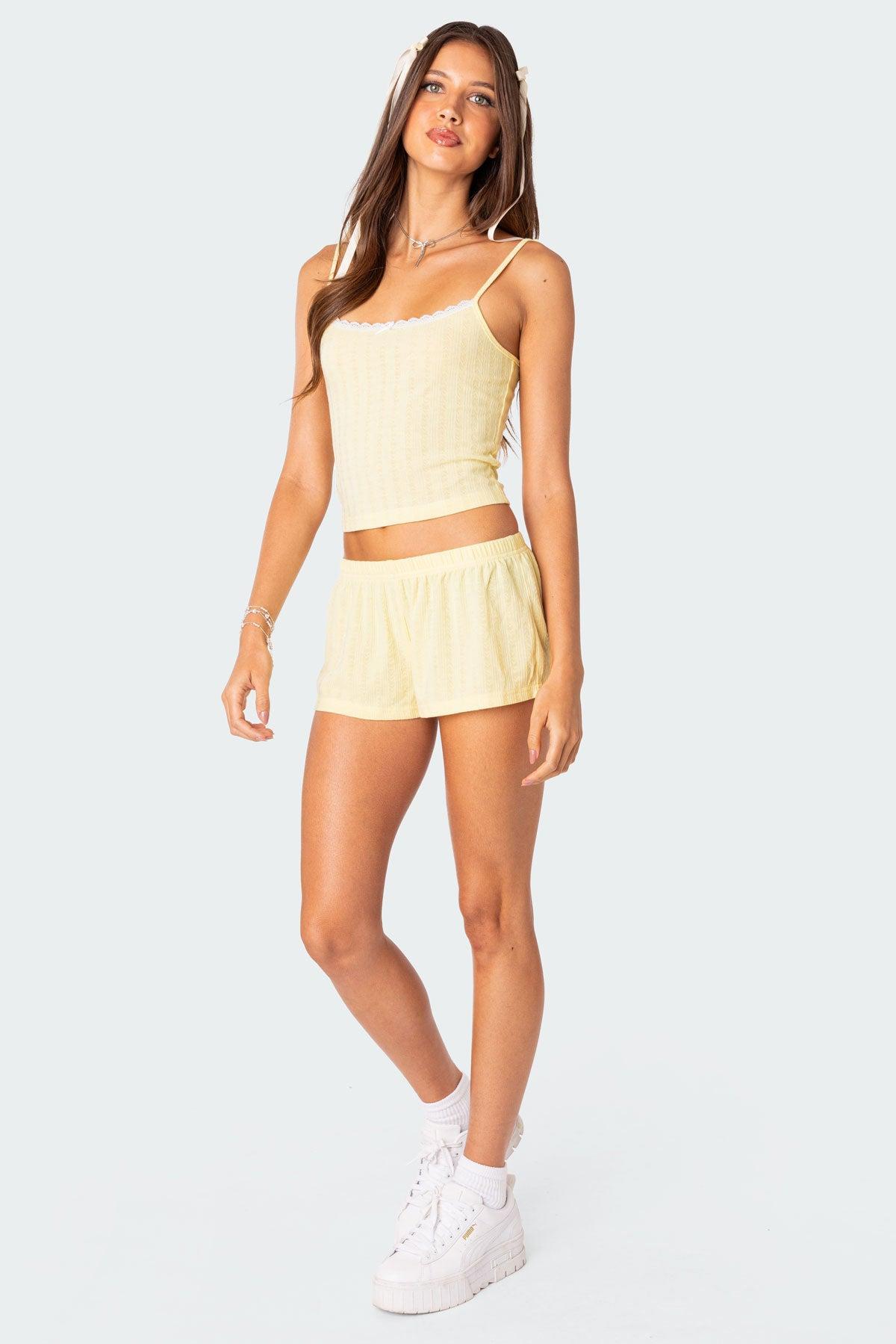 Irene Low Rise Pointelle Micro Shorts Product Image