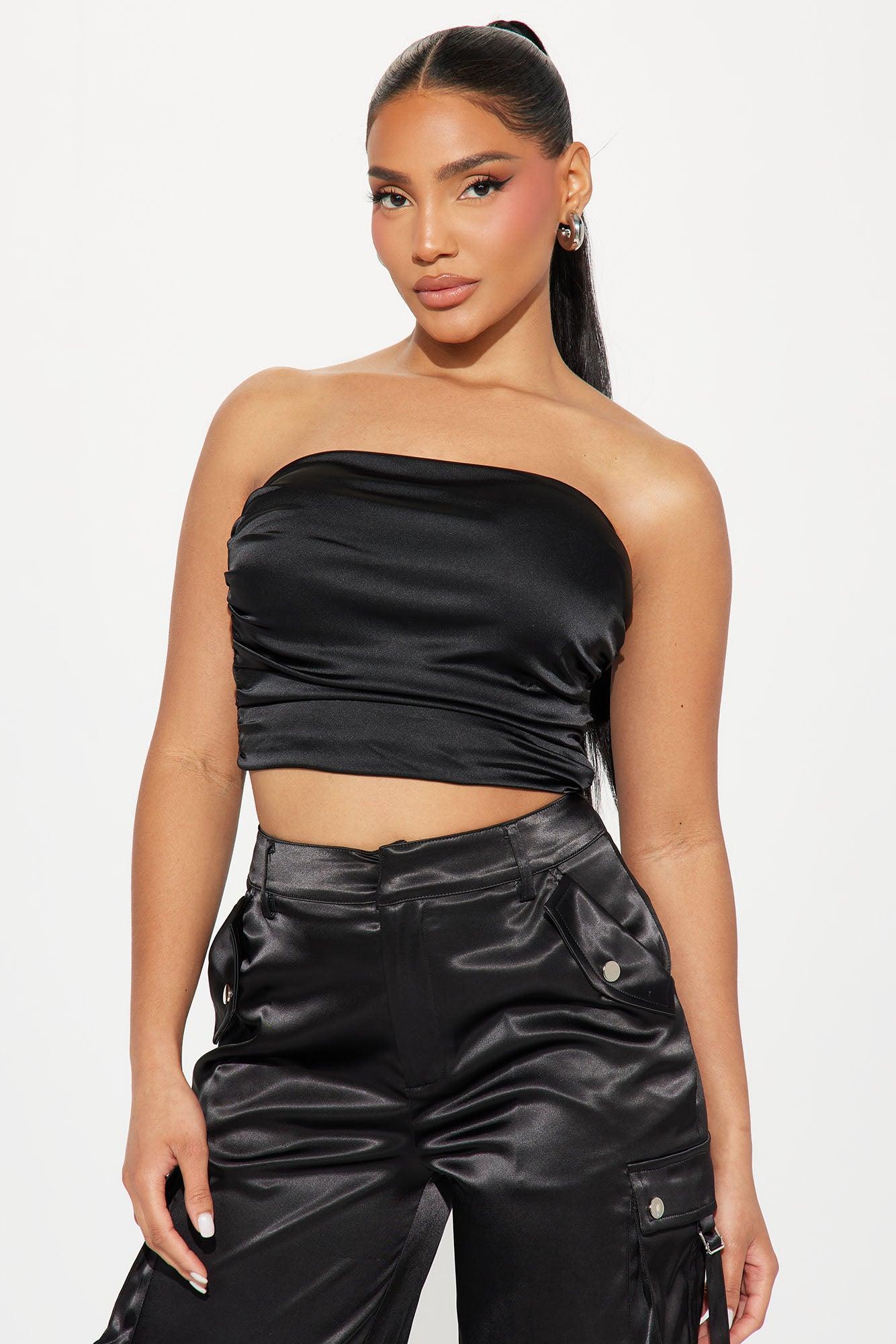 Perfect Night Satin Pant Set - Black Product Image