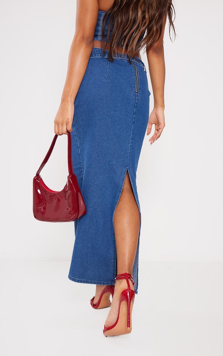 Indigo Buckle Detail Denim Maxi Skirt Product Image