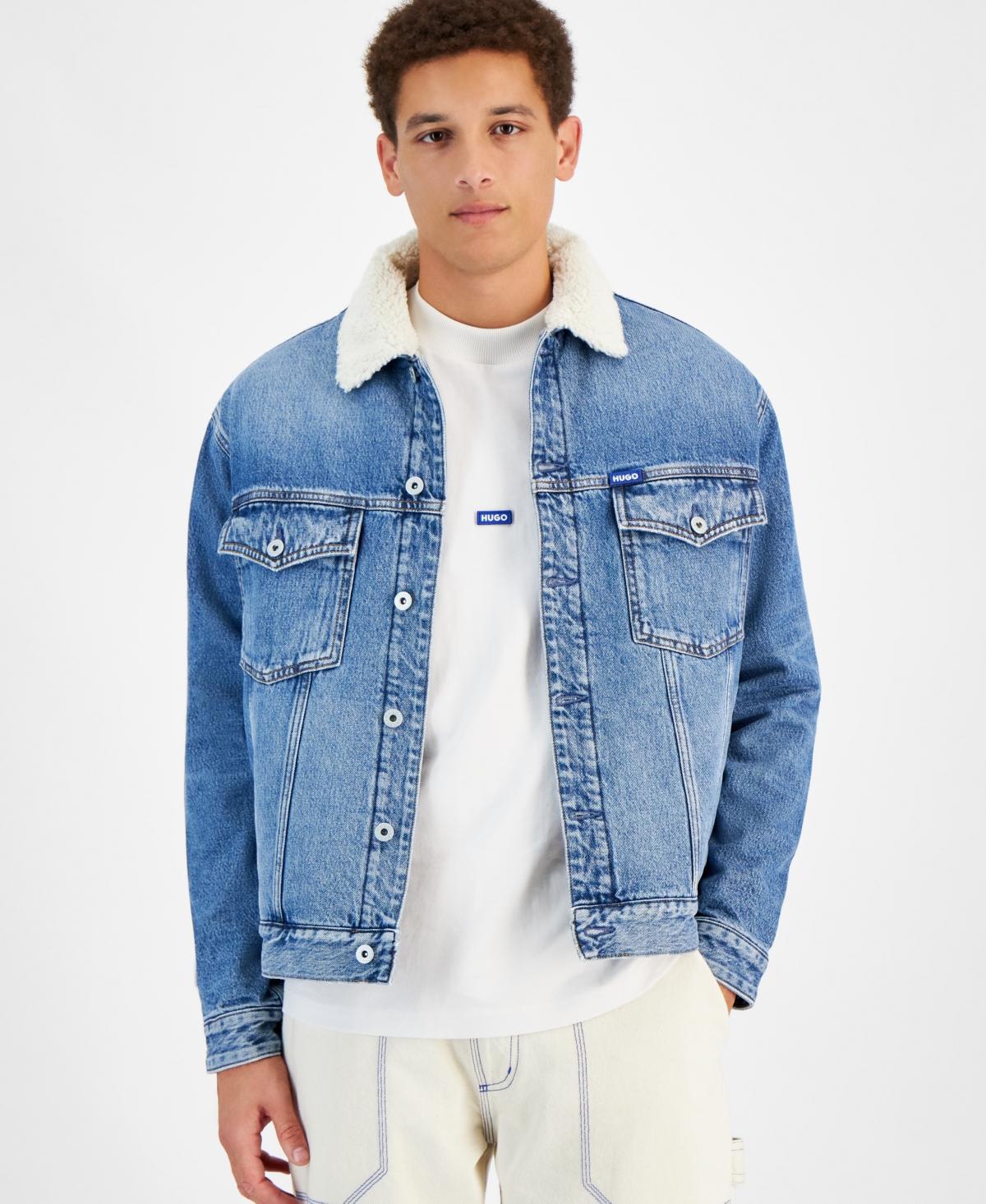 HUGO BOSS Men's Dex Sherpa-lined Denim Jacket In Navy Product Image