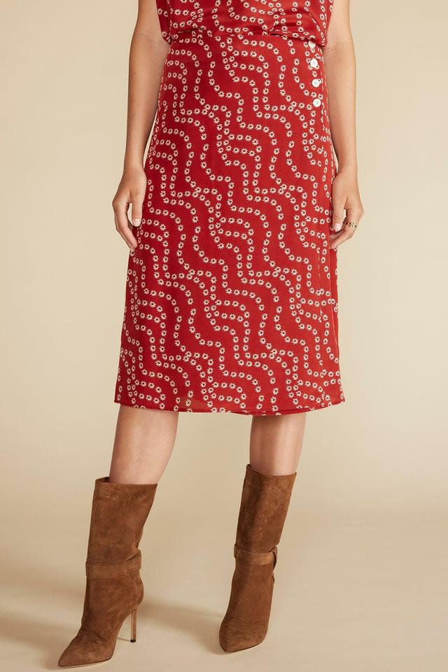 Gabrielle Washable Silk Wrap Skirt - Rust Vannes Floral Print Product Image