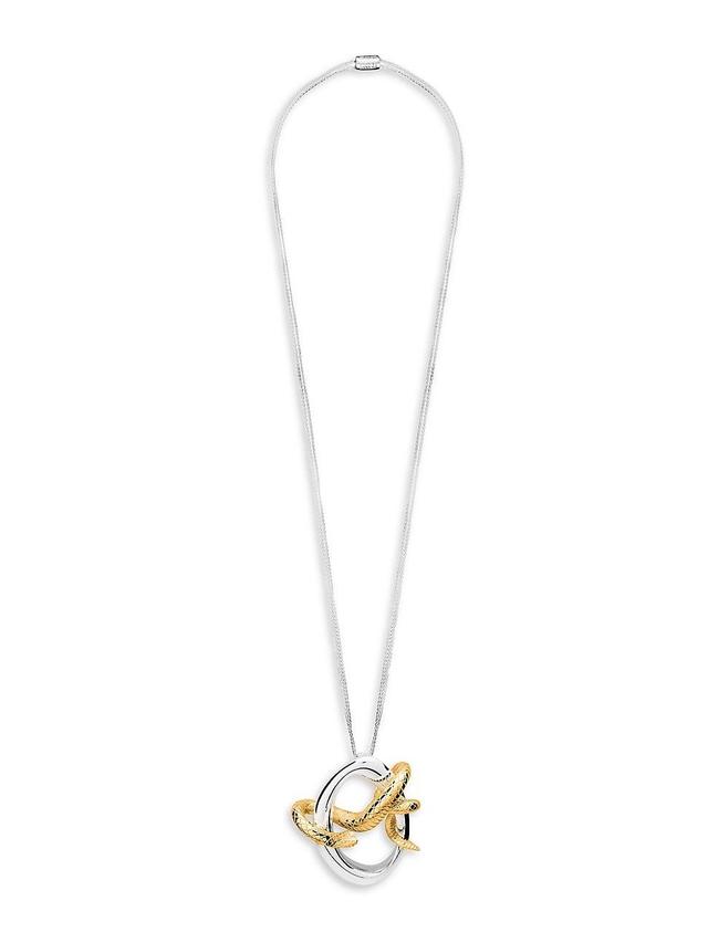 Womens Animales Sterling Silver & 23K Gold Vermeil Snake Pendant Necklace - Gold - Gold Product Image