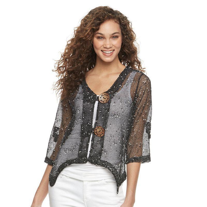 Womens Nina Leonard Button Knit Cardigan Product Image