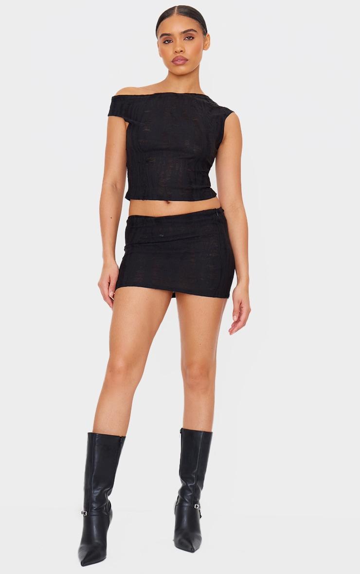 Black Distressed Asymmetric Top Product Image