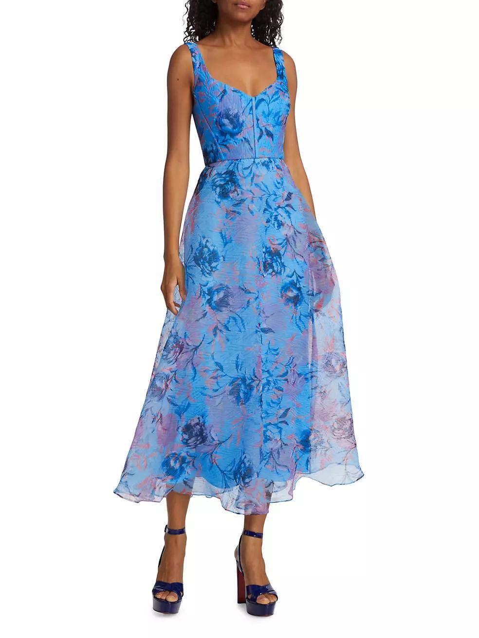 Elodie Floral Organza Midi-Dress Product Image