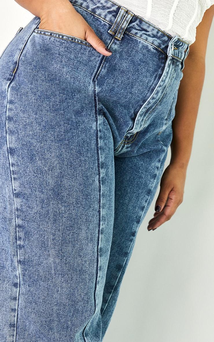 Plus Vintage Wash Seam Front Wide Leg Jeans Product Image