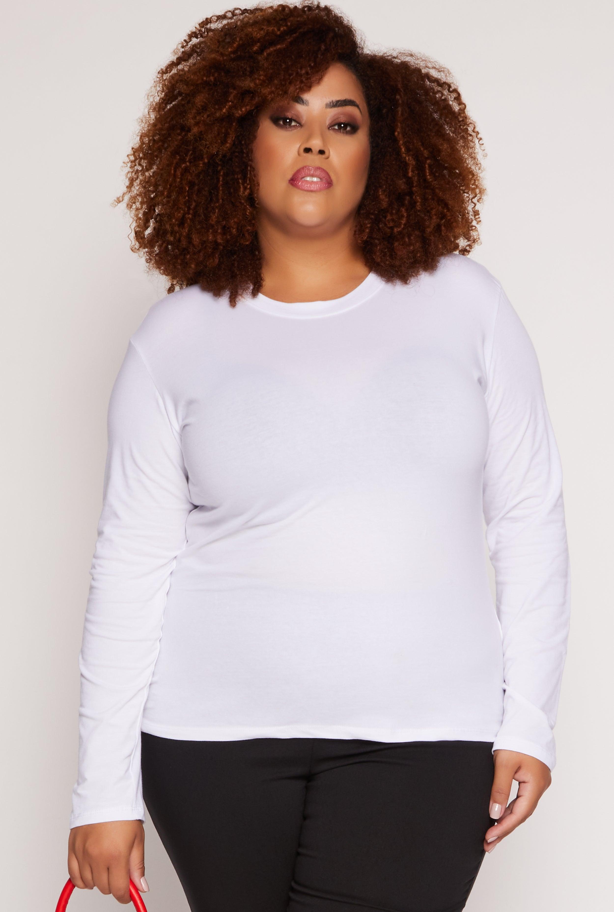 Womens Plus Size Long Sleeve Crew Neck Tee Product Image