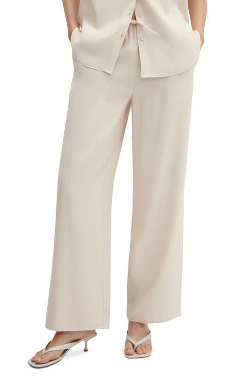 MANGO - Wideleg pants with elastic waist ecruWomen Product Image