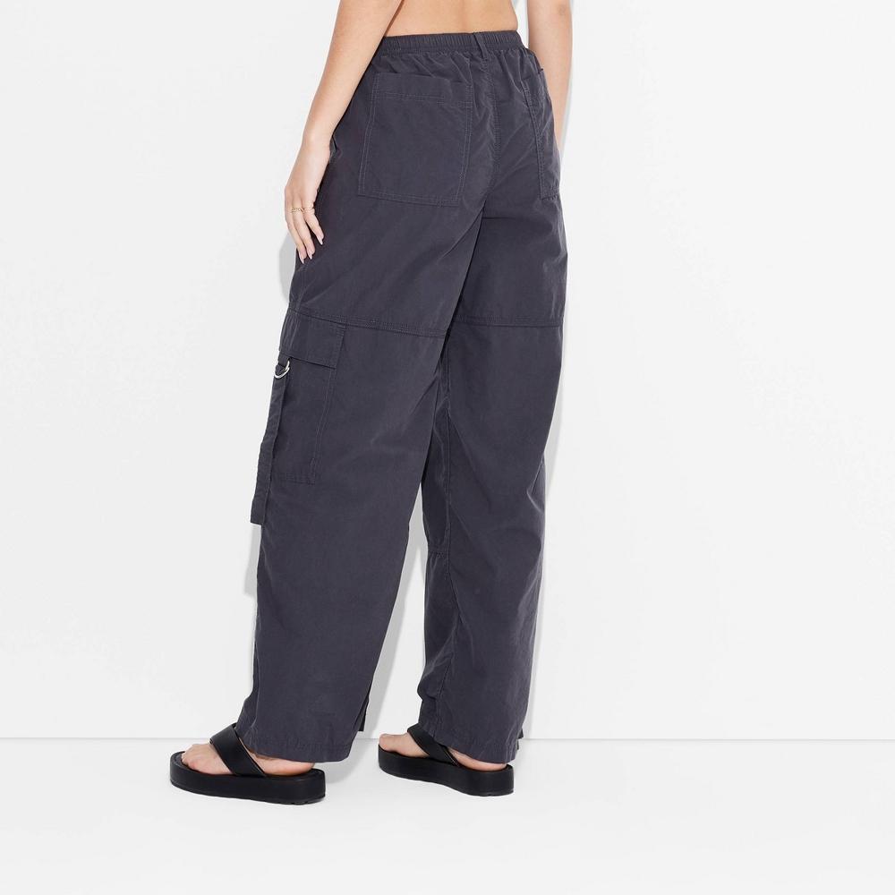 Womens Mid-Rise Wide Leg Cargo Pants - Wild Fable Hematite XS Product Image