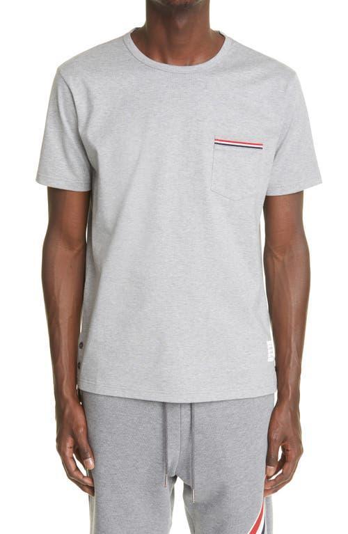 Thom Browne Jersey Cotton Short Sleeve Pocket Tee in Grey Product Image