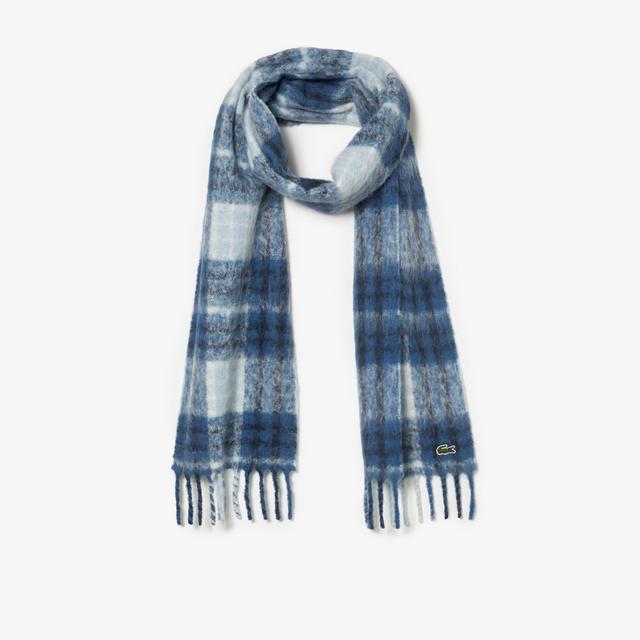 Checked Fringe Detail Alpaca Scarf Product Image