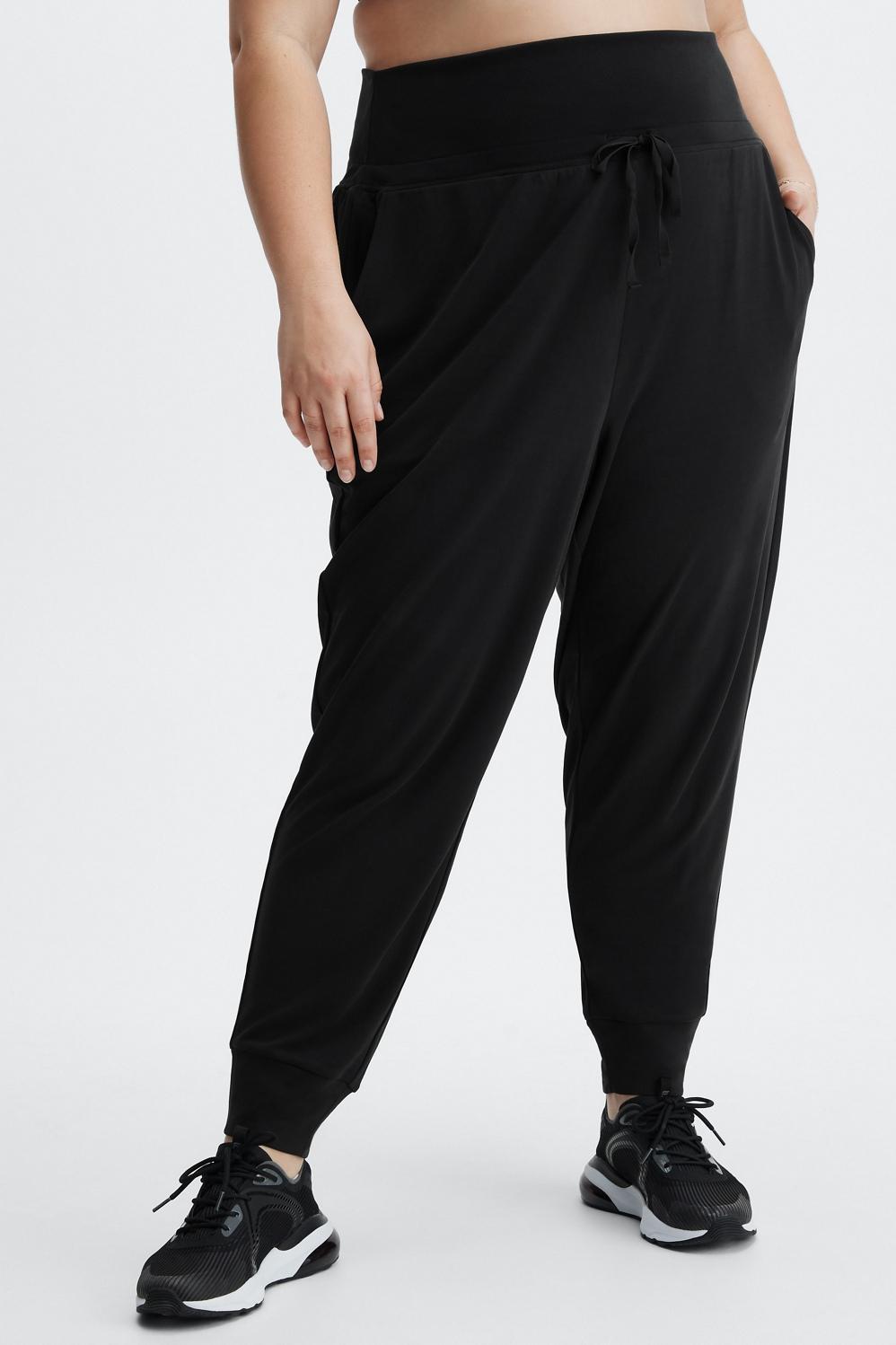 Fabletics Eco Sleek Knit Drawstring Pant Womens black plus Size 4X Product Image