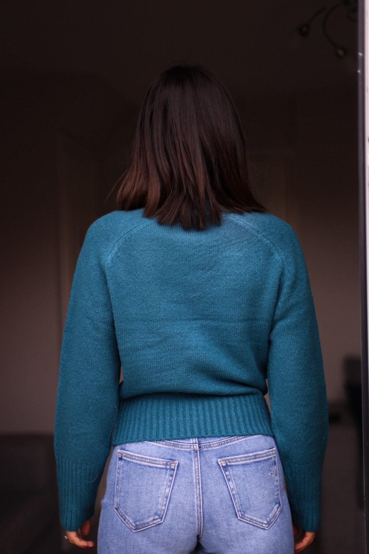 Noel Mock Neck Sweater - Dark Teal Product Image