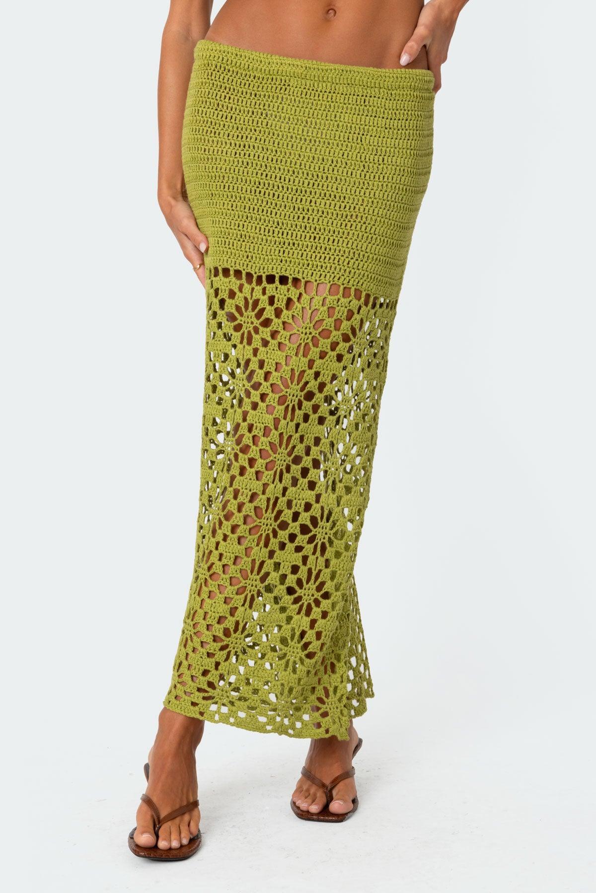 Ida Back Slit Crochet Maxi Skirt Product Image