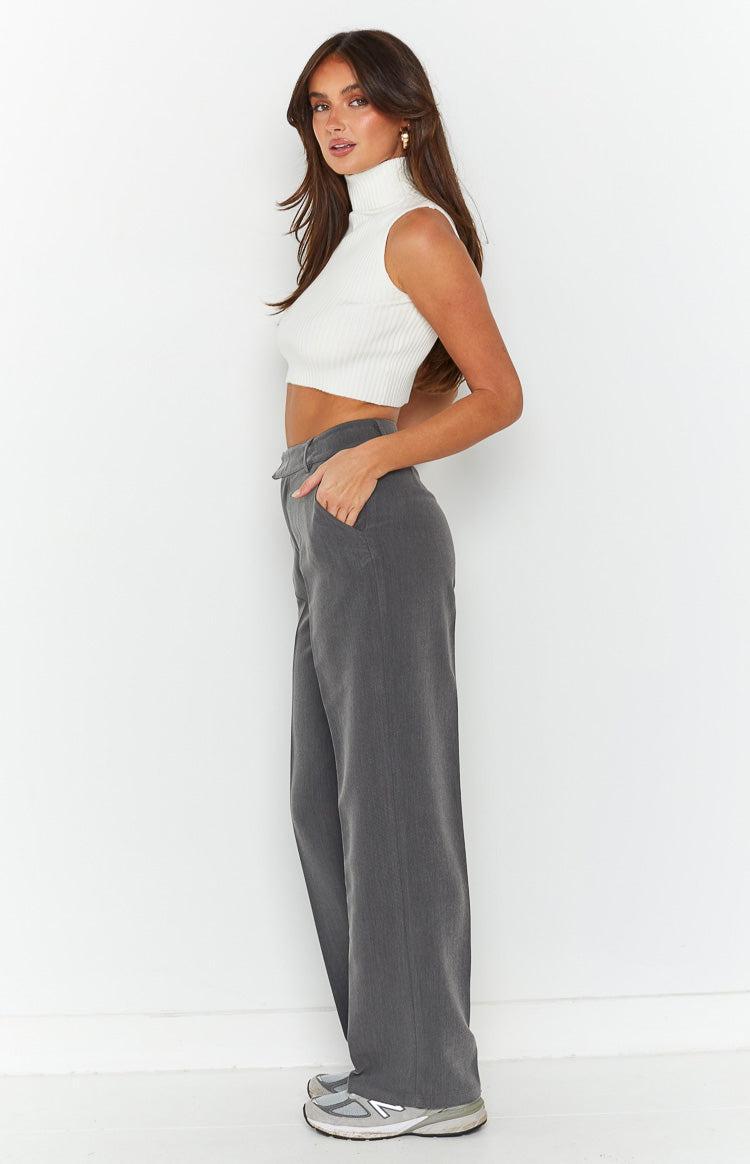 Cabo Grey Straight Leg High Waisted Tailored Pant Product Image