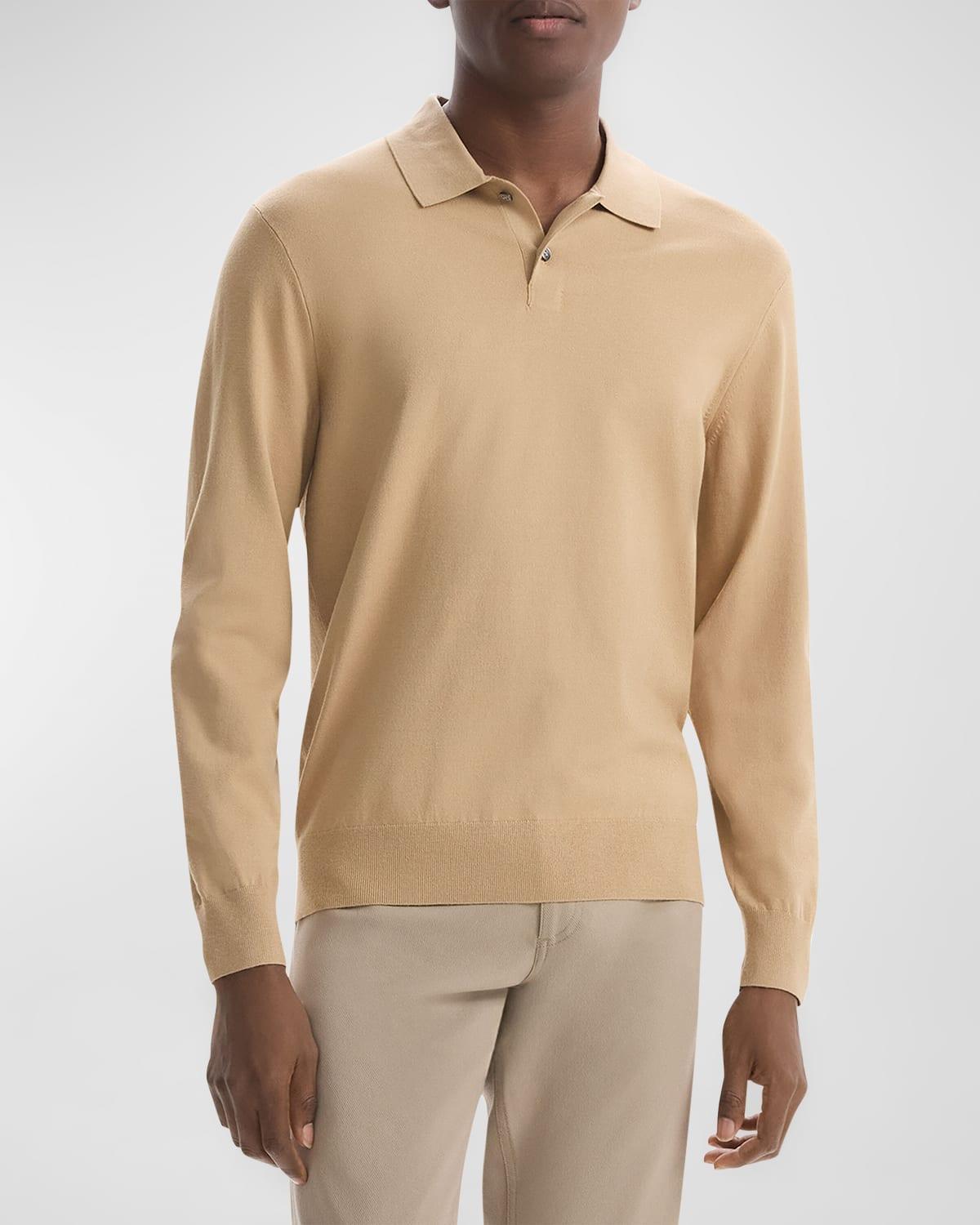 Theory Goris Long-Sleeve Polo Shirt in Fine Bilen  male Product Image