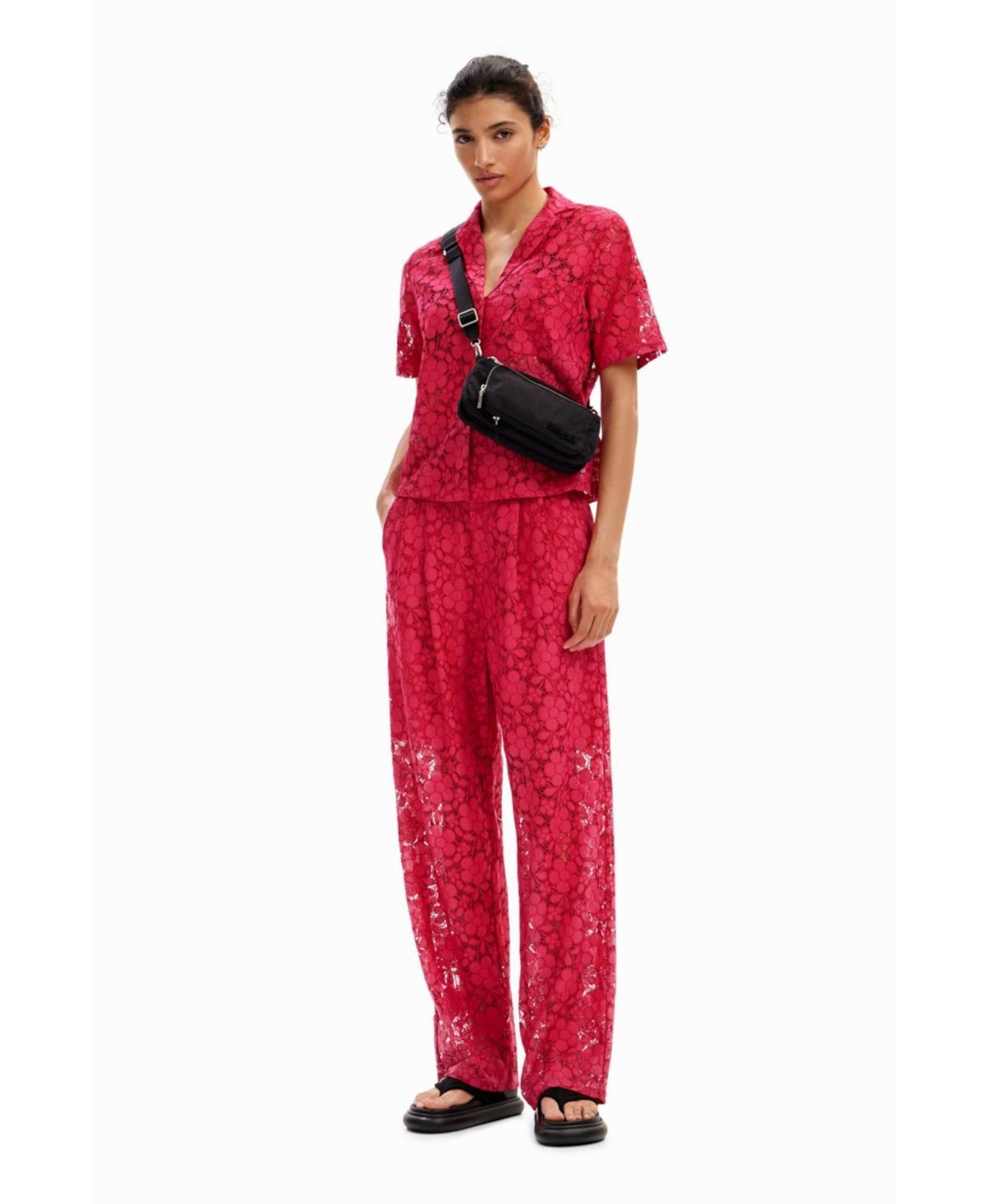 Desigual Womens Tailored floral lace trousers Product Image