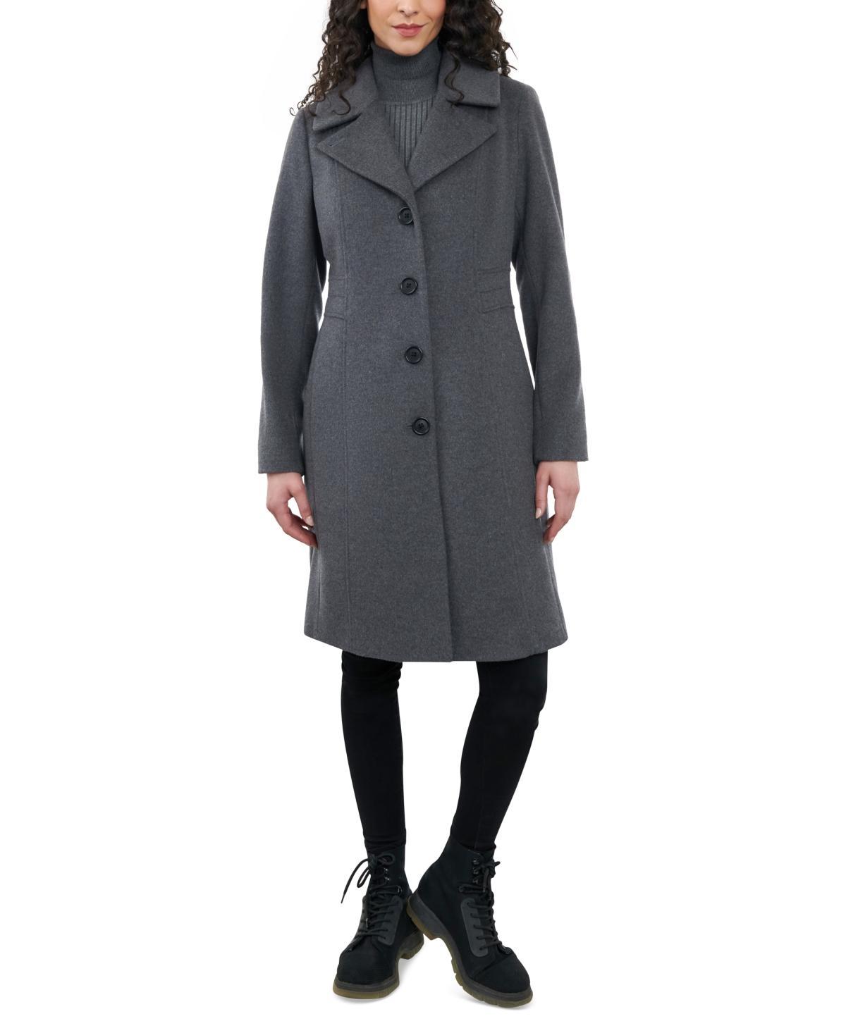 Anne Klein Womens Single-Breasted Wool Blend Walker Coat, Created for Macys Product Image