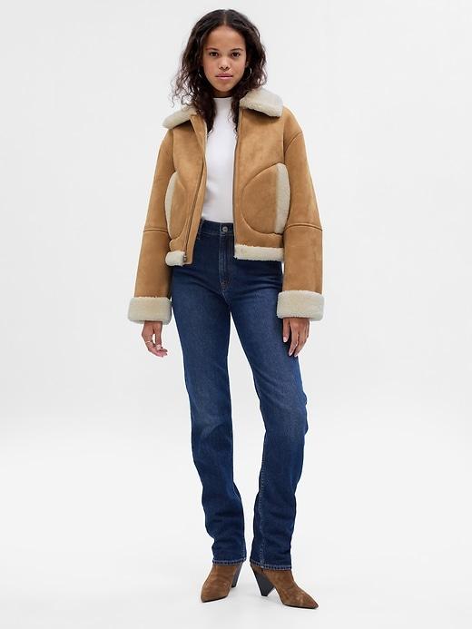 Vegan Suede Sherpa-Trim Jacket Product Image