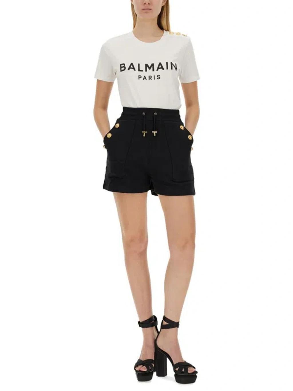 BALMAIN Logo Print T-shirt In White Product Image