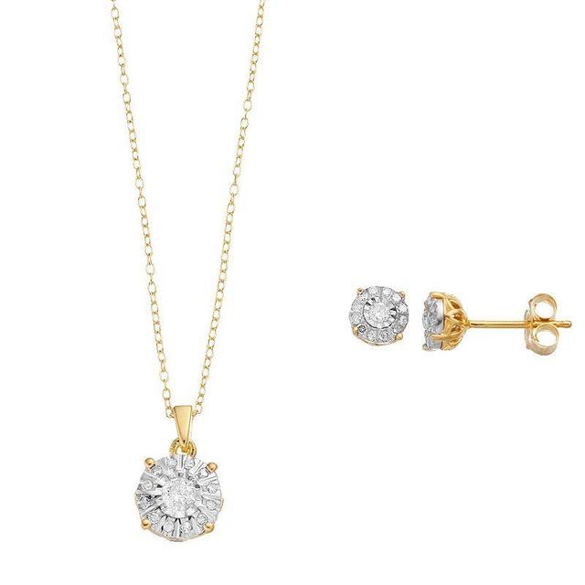 1/2 Carat T.W. Diamond Lotus Pendant Necklace & Earrings Set, Womens Gold Tone Product Image