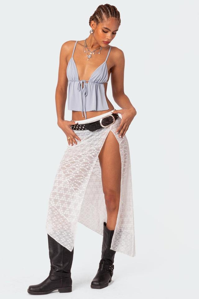 Sheer Patchwork Lace Maxi Skirt Product Image