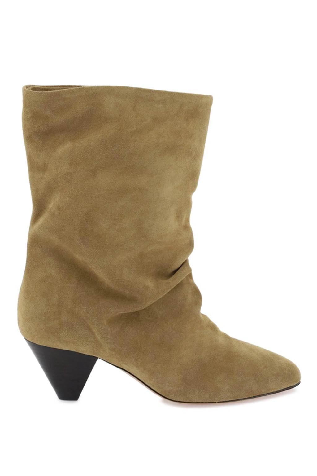 Slouchy Suede Boots In Taupe Product Image