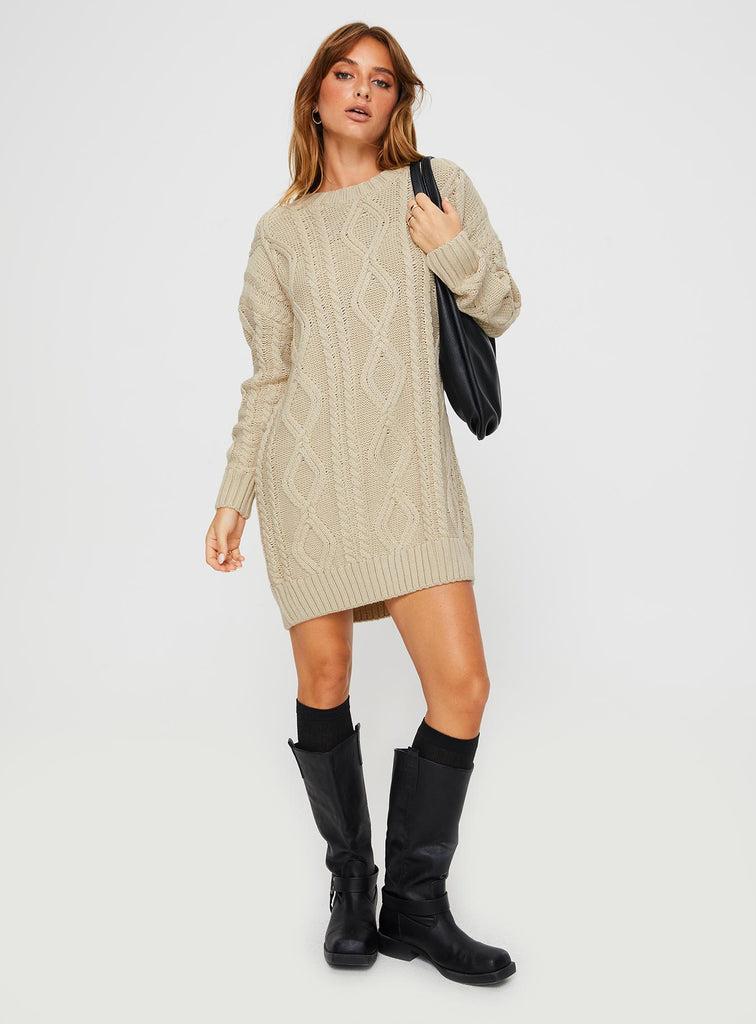 Anaya Sweater Mini Dress Beige Product Image