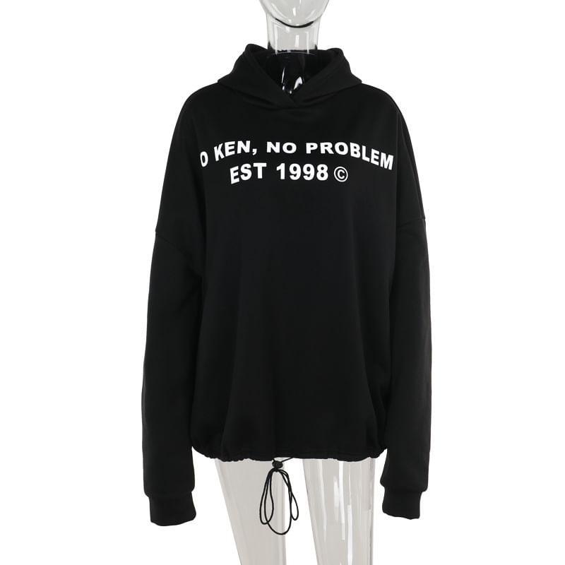 Lettering Loose Fit Hoodie Product Image