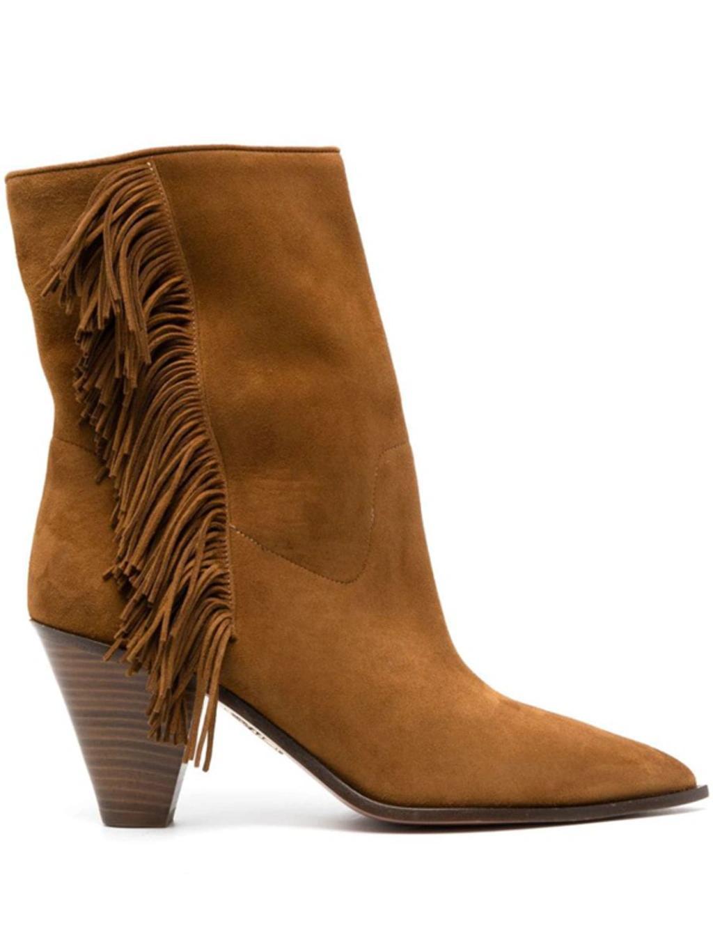 Brown Marfa Fringed 70 Suede Boots Product Image