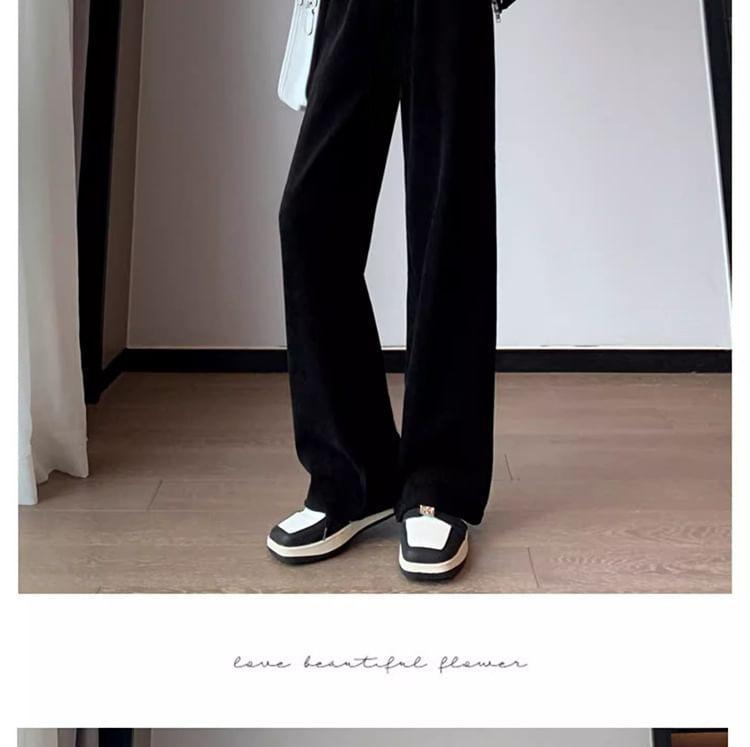 Maternity Drawstring Waist Plain Wide Leg Pants Product Image