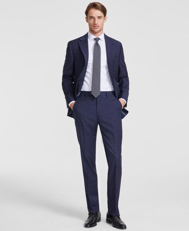 Calvin Klein Mens Slim-Fit Wool-Blend Stretch Plaid Suit Separate Pants Product Image