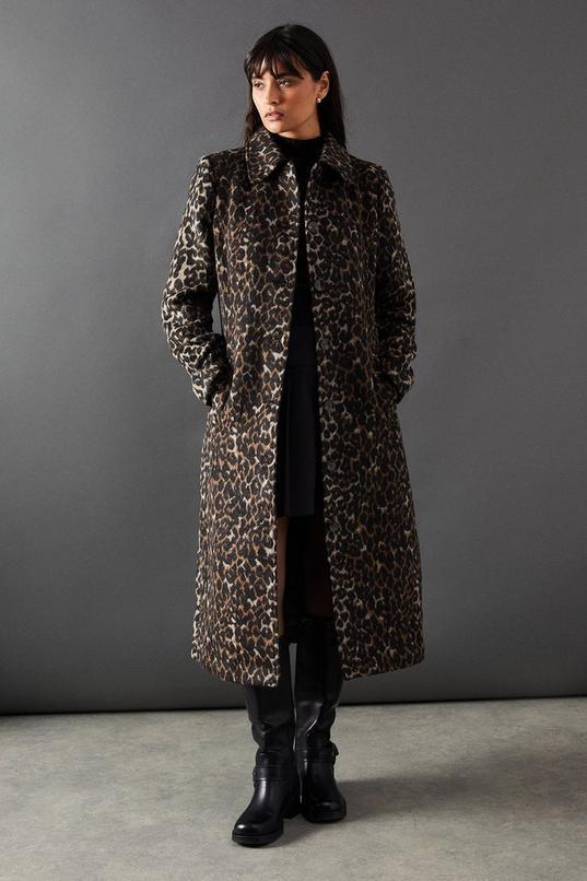 Animal Print Button Through Tailored Coat Product Image