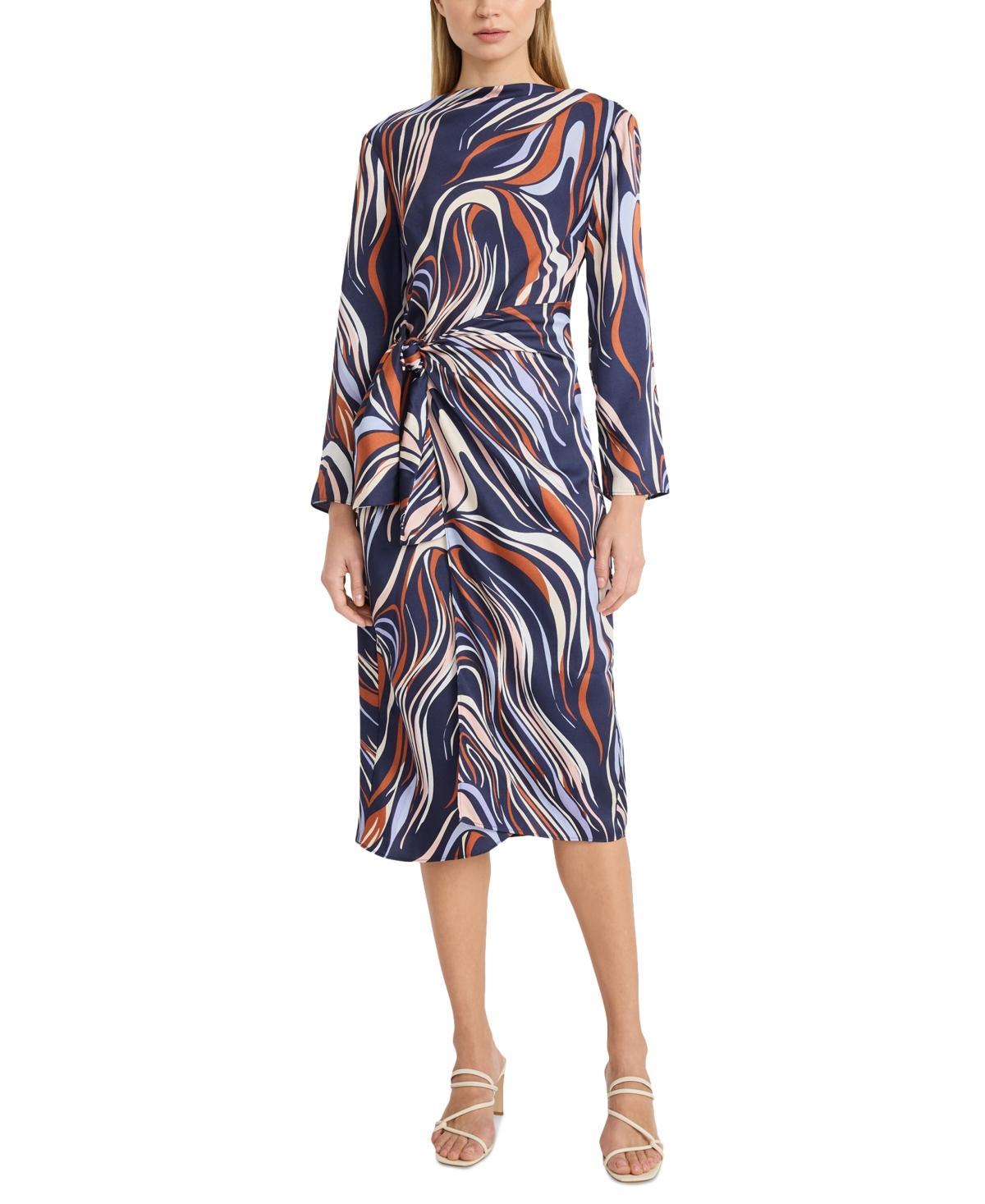 Donna Morgan Womens Tie-Waist Wavy-Print Dress Product Image