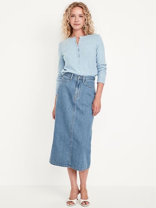 High-Waisted Wow Jean Midi Skirt product image