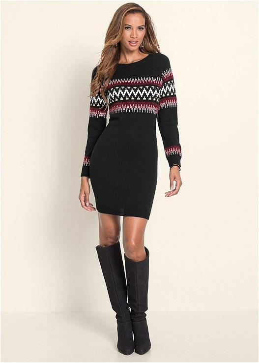 Printed Sweater Dress Product Image