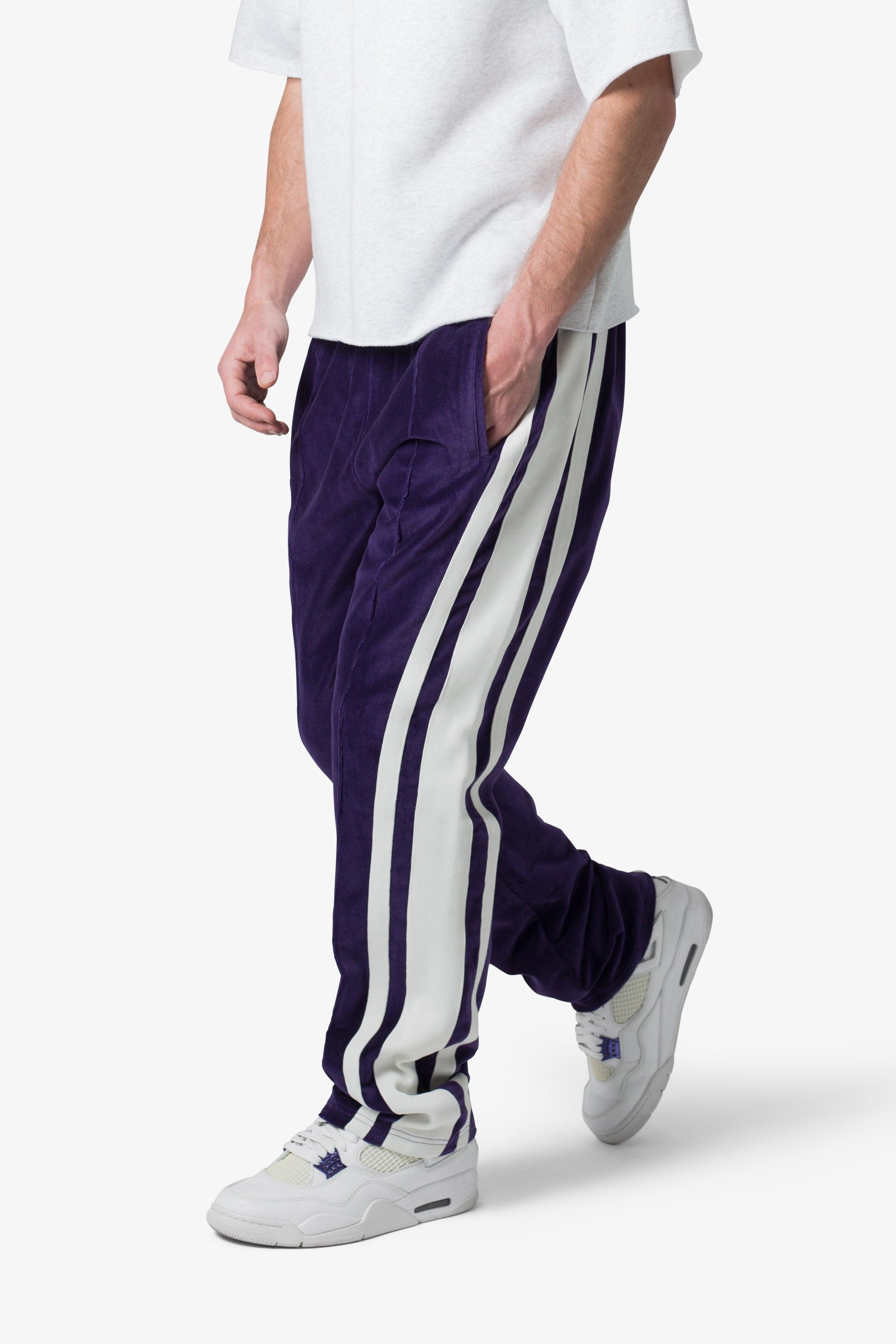 Baggy Velour Track Pants - Purple Product Image