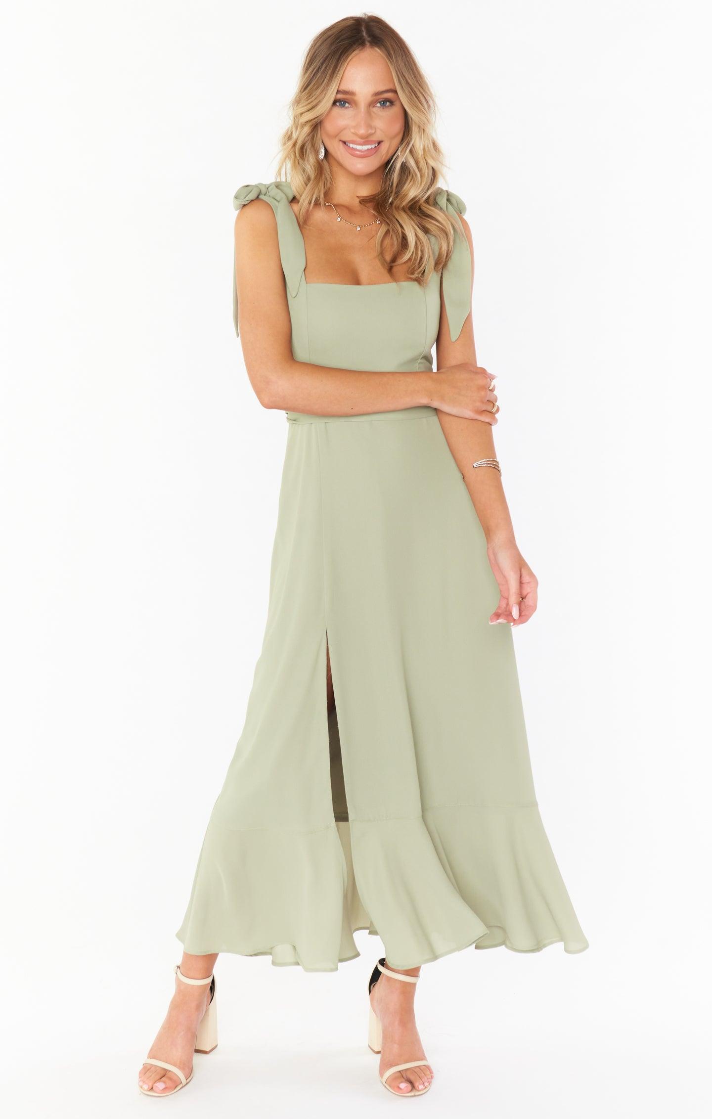 Claire Midi Dress ~ Moss Green Crisp Product Image