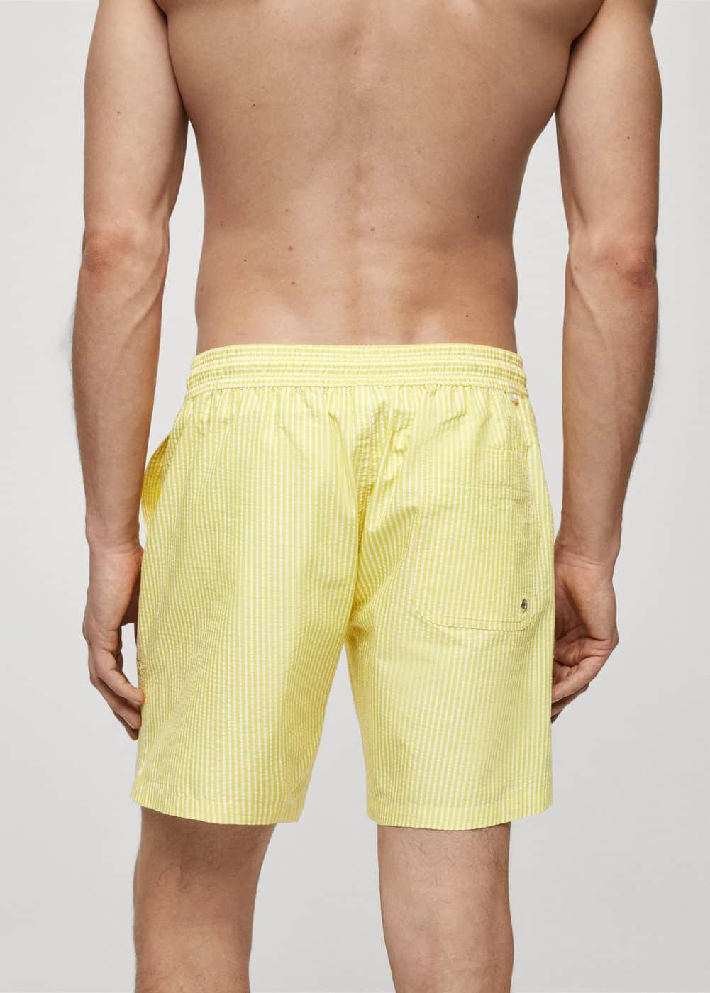 Mango Mens Seersucker Striped Drawstring Swimsuit Product Image