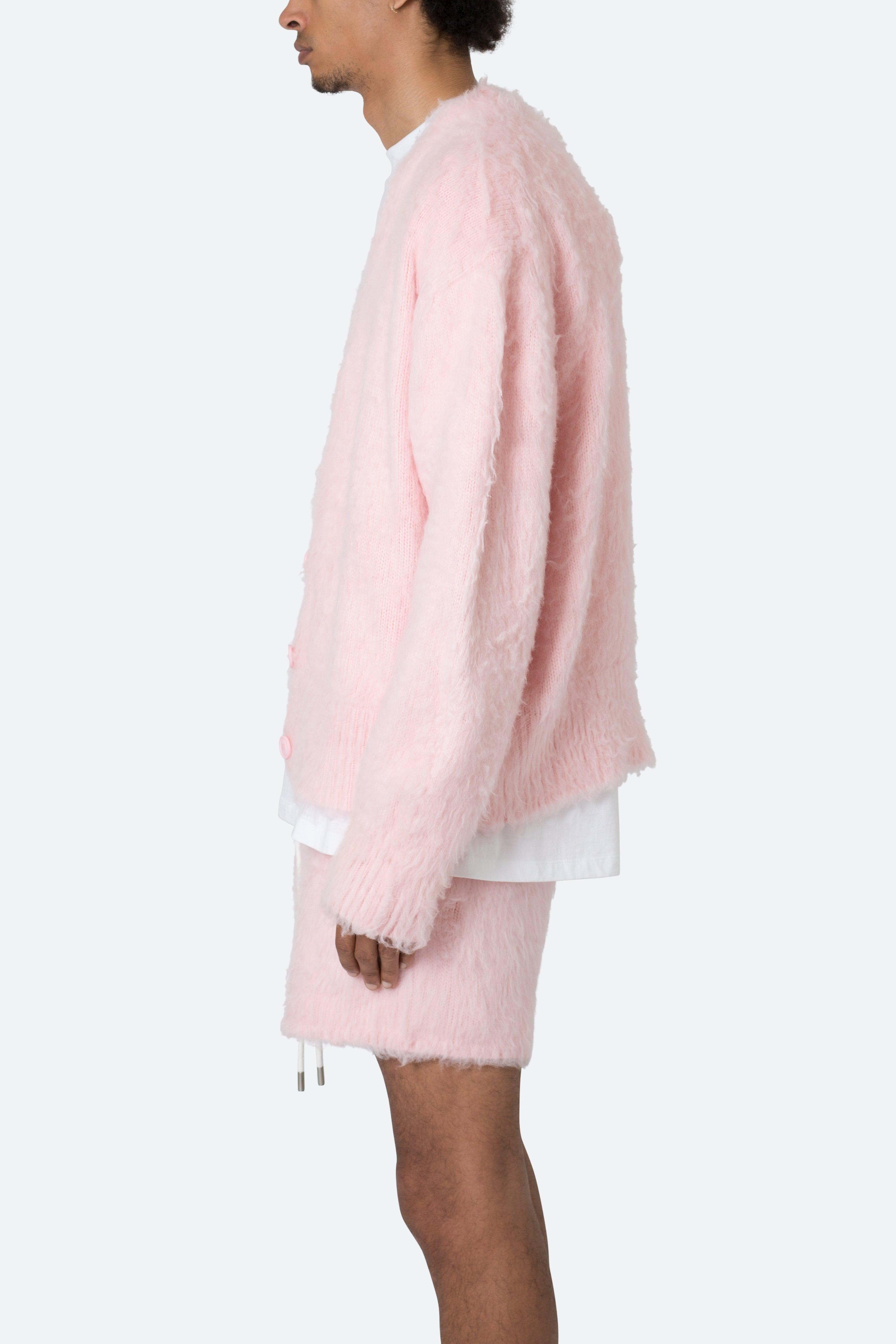 Fuzzy Cardigan Sweater - Pink Product Image