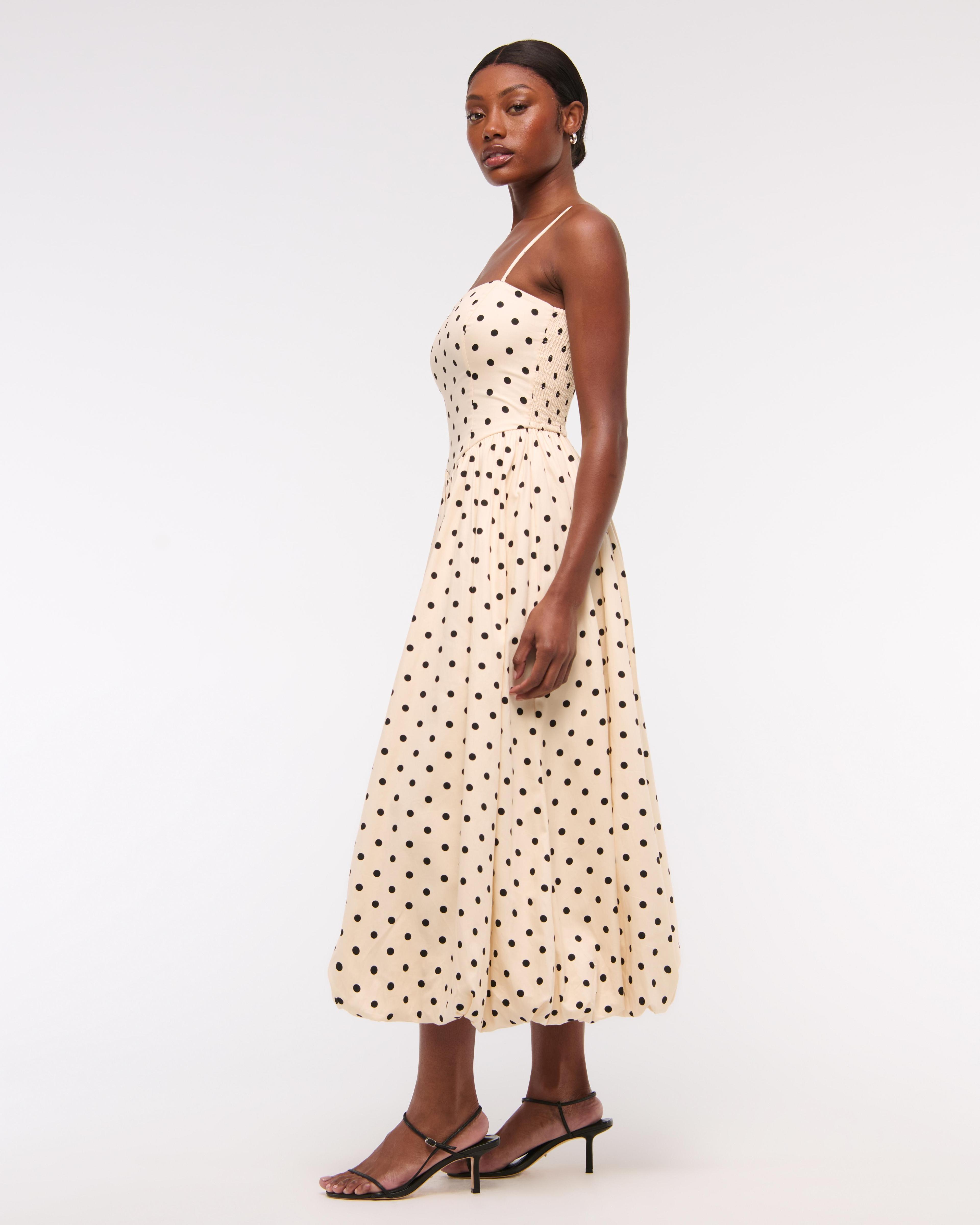 Dipped-Waist Bubble Hem Midi Dress Product Image